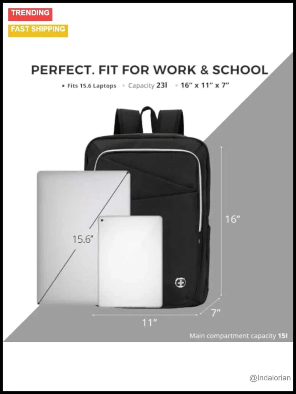 Laptop Backpack with USB Charging Port, Fits 15.6 Inch Travel Backpack